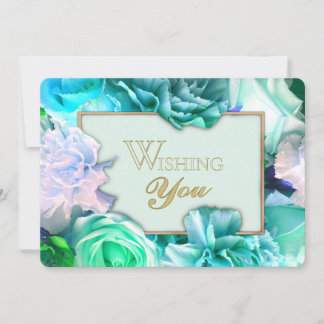Invitation Pale Teal Rose Secret Gardens Birthday Card