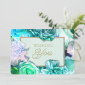 Invitation Pale Teal Rose Secret Gardens Birthday Card (Debout devant)