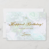 Invitation Pale Teal Rose Secret Gardens Birthday Card (Dos)