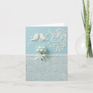 Invitation Pale Turquoise avec dentelle romantique et Mariage