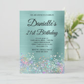 Invitation Pale Turquoise Parties scintillant Holo Fancy Mono (Debout devant)