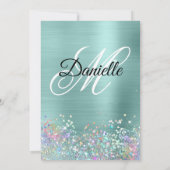 Invitation Pale Turquoise Parties scintillant Holo Fancy Mono (Dos)
