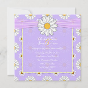 Invitation Pale violet et blanc marguerite Carré floral