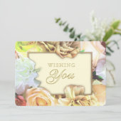 Invitation Pale Yellow Rose Secret Gardens Birthday Card (Debout devant)