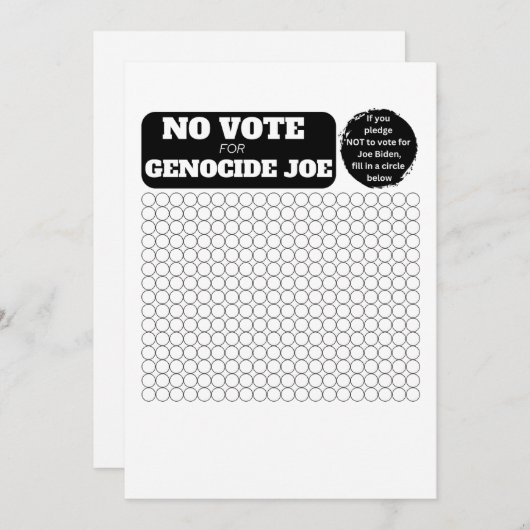 Invitation PALESTINE LIBRE - Pas de vote pour le génocide Joe (Devant / Derrière)