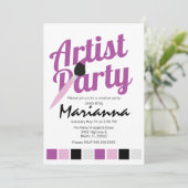 Invitation Palette Artist Party Anniversaire Purple Invitatio (Debout devant)