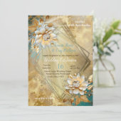 Invitation Palette bleu clair sur la conception de barogue or (Debout devant)