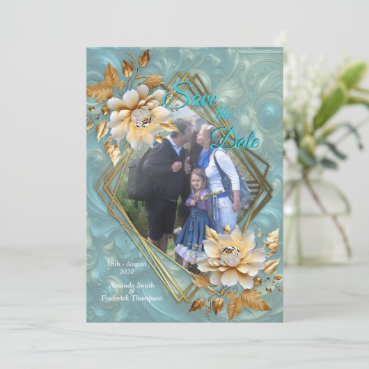 Invitation Palette bleu clair sur une conception de barogue e (Debout devant)