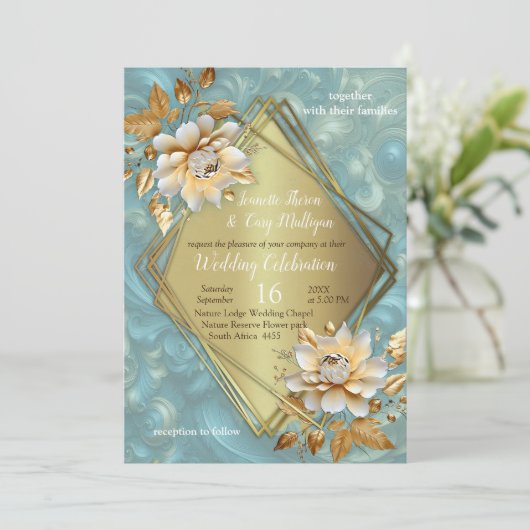 Invitation Palette bleu clair sur une conception de barogue e (Debout devant)