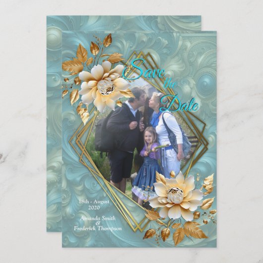 Invitation Palette bleu clair sur une conception de barogue e (Devant / Derrière)