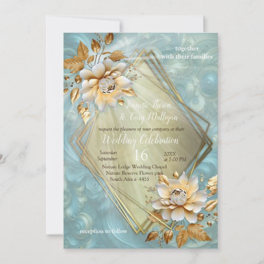 Invitation Palette bleu clair sur une conception de barogue e (Devant)