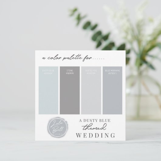 Invitation Palette combinée bleu et gris poussiéreux (Debout devant)