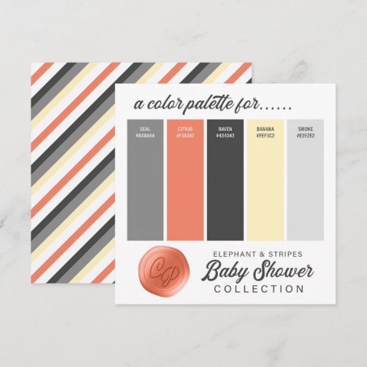 Invitation Palette couleur Baby shower orange gris jaune (Devant / Derrière)