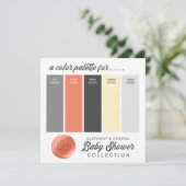 Invitation Palette couleur Baby shower orange gris jaune (Debout devant)