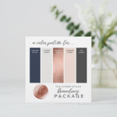Invitation Palette couleur bleu et bleu marine rose Gold (Debout devant)