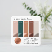 Invitation Palette couleur Mariage en terre cuite vert rustiq (Debout devant)