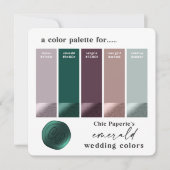 Invitation Palette couleur Mariage vert violet Rose or (Devant)