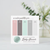 Invitation Palette couleur rose et Baby shower à la menthe (Debout devant)