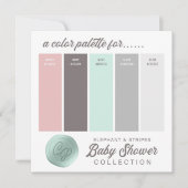 Invitation Palette couleur rose et Baby shower à la menthe (Devant)