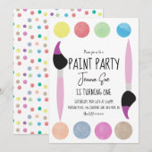 Invitation Palette d'aquarelle pour fête de peinture Premier (Devant / Derrière)