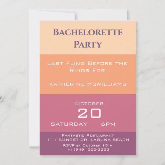 Invitation Palette de bachelorette (Devant)