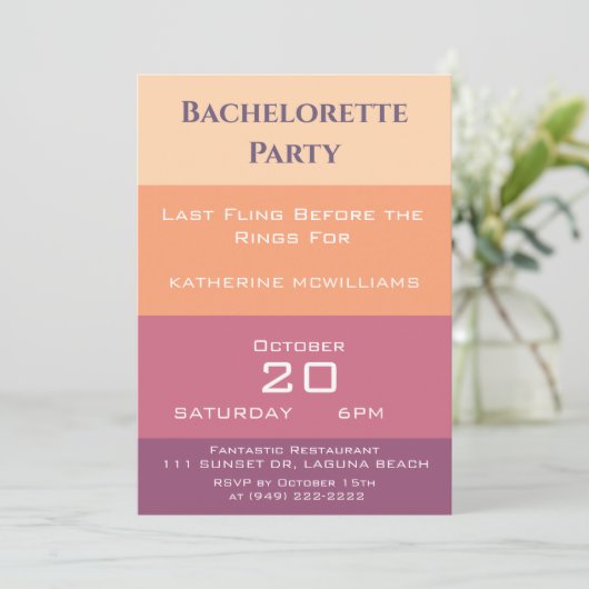 Invitation Palette de bachelorette (Debout devant)