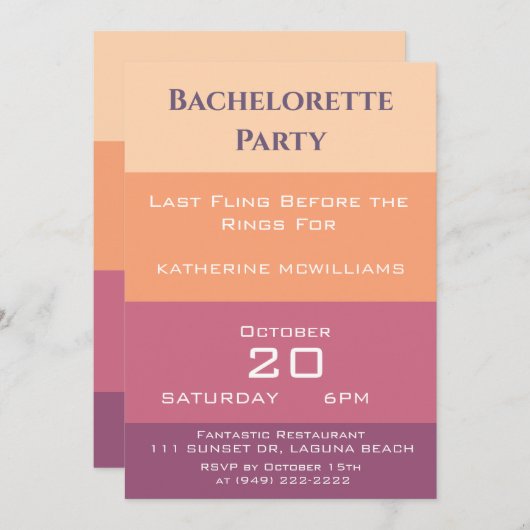 Invitation Palette de bachelorette (Devant / Derrière)