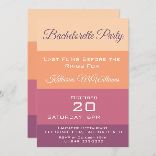 Invitation Palette de bachelorette (Devant / Derrière)