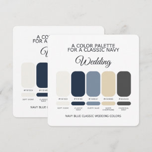 Invitation Palette de couleurs de mariage bleu marine classiq