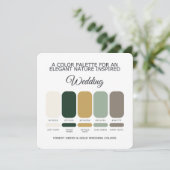 Invitation Palette de couleurs de mariage Vert forêt et Or (Debout devant)