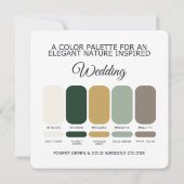 Invitation Palette de couleurs de mariage Vert forêt et Or (Dos)