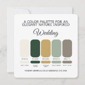 Invitation Palette de couleurs de mariage Vert forêt et Or (Devant)