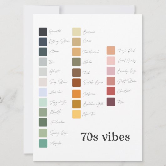 Invitation Palette de couleurs de planification Mariage des a (Devant)