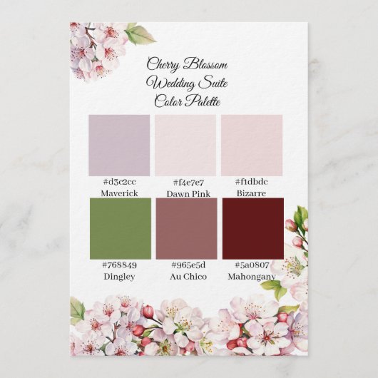 Invitation Palette de couleurs de printemps Sakura (Devant)