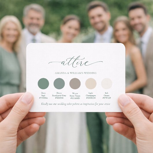 Invitation Palette de couleurs de tenue de mariage Deep Sage