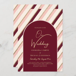 Invitation Palette de couleurs Mariage or rose Bourgogne