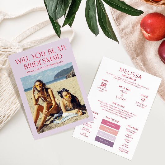 Invitation Palette de couleurs photo Be My Bridesmaid Proposi