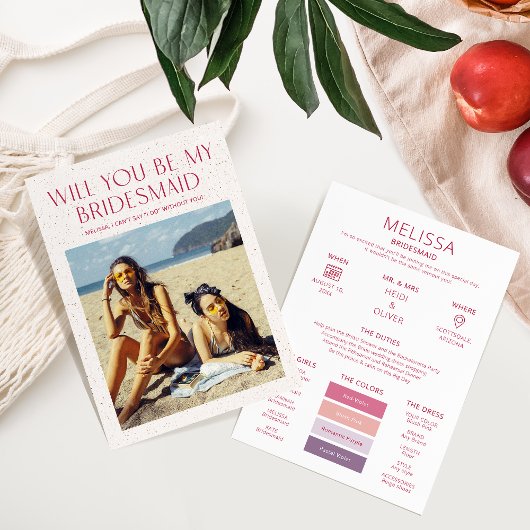 Invitation Palette de couleurs photo Be My Bridesmaid Proposi
