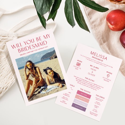 Invitation Palette de couleurs photo Be My Bridesmaid Proposi