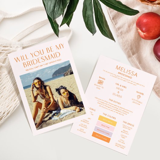 Invitation Palette de couleurs photo Be My Bridesmaid Proposi