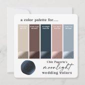 Invitation Palette de couleurs rose Gold & Navy pour mariage  (Devant)