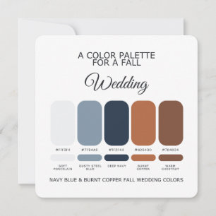Invitation Palette de mariage automnal bleu marine cuivre brû