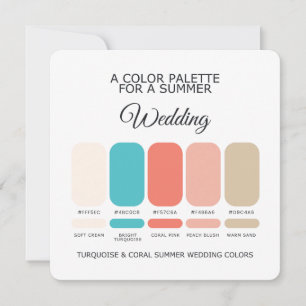 Invitation Palette de mariage d'été Corail Turquoise 2026 Car