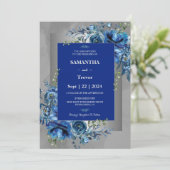 Invitation Palette de mariage Murmures d'argent, Fleurs de bl (Debout devant)