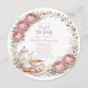 Invitation Palette de rose poussiéreuse Fête de thé Shower de