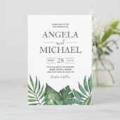 Invitation Palette Hexagonale Palmier Tropical Sauvage (Debout devant)