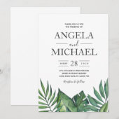 Invitation Palette Hexagonale Palmier Tropical Sauvage (Devant / Derrière)