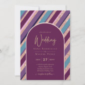 Invitation Palette Plum violet Rose Mariage or (Devant)