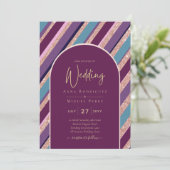Invitation Palette Plum violet Rose Mariage or (Debout devant)
