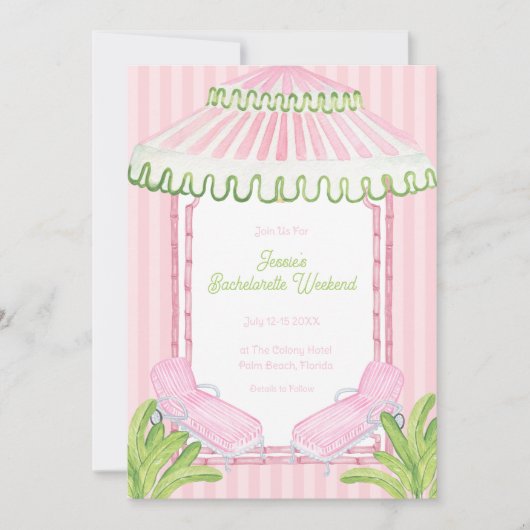Invitation Palm Beach Cabana Bachelorette Weekend (Devant)